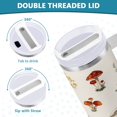 thumbnail image 5 of 30 oz Insulated Stainless Steel Tumbler Double Wall Stainless Steel Tumbler with 2-Way Drinking Watercolor Mushrooms Pattern, 5 of 9