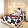 thumbnail image 3 of Erosebridal Elegant Bug Ladybug Bed Sheets,Vintage Flower Full Size Sheets,Black Silver,4 Pieces,1 Flat Sheet,1 Fitted Sheet and 2 Pillowcases, 3 of 6