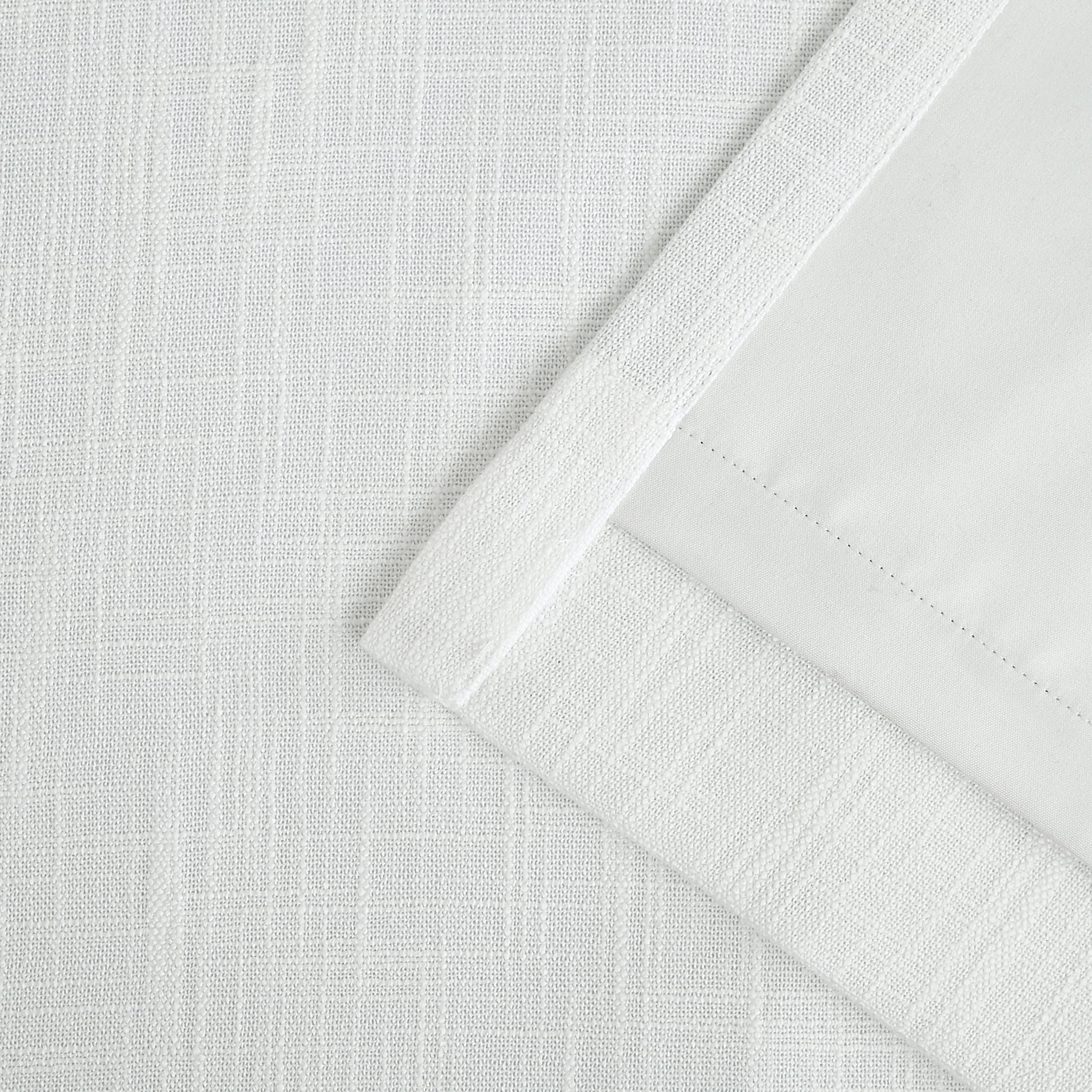 Uptown Home White Solid Heavy Linen Textured Blackout Curtain for Bedroom Living Room Office, Grommet, 50"x63"x2