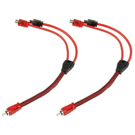 2 Pack 1 Male 2 Female RCA Splitter Audio Cable Competition Rated DS18