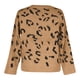 thumbnail image 5 of Moda mujer manga larga estampado leopardo cuello redondo suéter Casual Tops blusa Pompotops  gfhjh3397, 5 of 6