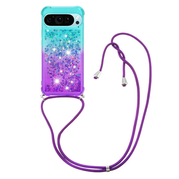 GY-MCKK for Google Pixel 10-Pixel 10 Pro Case Girls Women Cute Glitter Soft TPU Phone Case with Strap Lanyard Shockproof Protective Cover-B1
