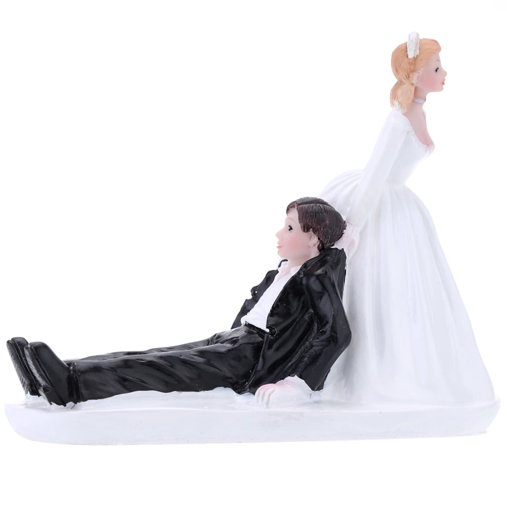 Carevas Synthetic Resin Bride & Groom Wedding Cake Topper Romantic Wedding Party Decoration Adorable Figurine Craft Gift