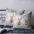 thumbnail image 2 of 14x14 Pillow Covers Set of 2, Bunny Easter Throw Pillow Covers Decorative Couch Cushion Case, Spring Floral Eucalyptus Leaves Eggs Weeping Microfiber Square Pillowcases for Bedroom Car Living Room, 2 of 7