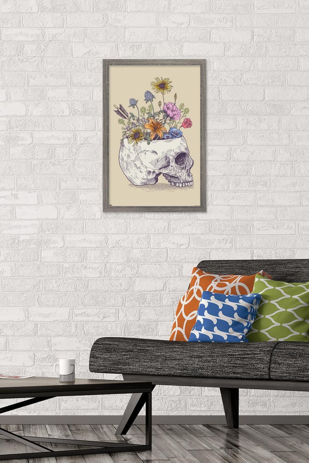 Rachel Caldwell - Flower Skull Wall Poster, 14.725" x 22.375" Framed