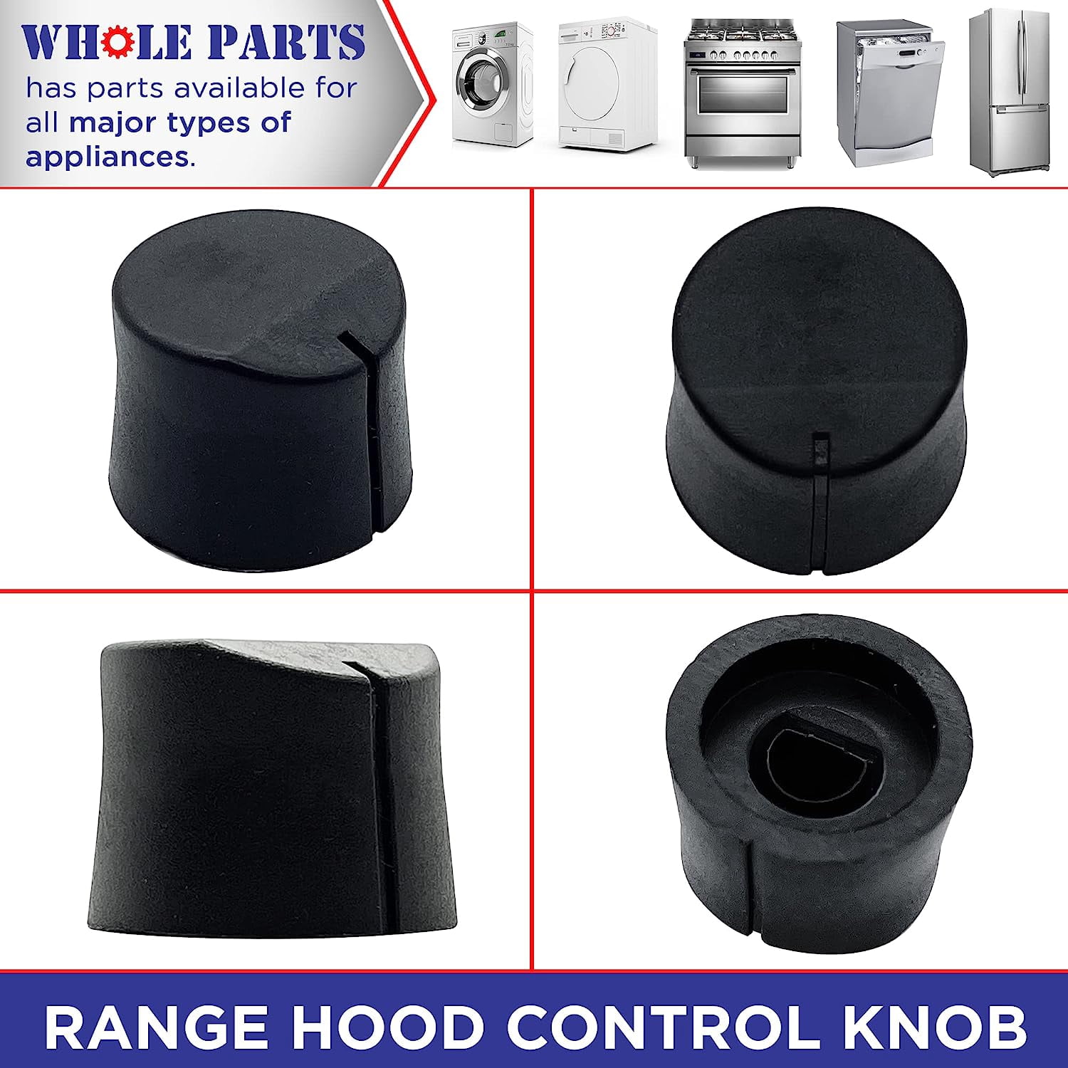 Whole Parts Range Hood Control Knob for Light and Fan Motor Part #PA010071 - Replacement and Compatible with Viking Hoods - Replaces AP5315085, 810729 - Non-OEM Appliance Parts - 2 Yr Warranty