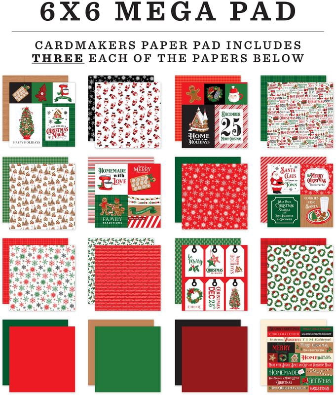 Echo Park Paper Christmas Cheer – Blocco Carta 6x6 Per Biglietti E Scrapbooking, 48 Fogli