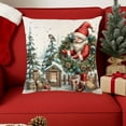 thumbnail image 4 of 18x18 Inch Christmas Throw Pillow Cover with Santa Claus & Blue Bird, Red Green Holiday Decor for Sofa Couch Bed, Festive Winter Scene Pillowcase A, 4 of 6