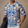 thumbnail image 6 of YueHuiYing Men's Knit Sweater with Crochet-Style Detail Solid Color Summer Short-Sleeve Cardigan Pullover Top, 6 of 9
