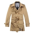 thumbnail image 4 of LYSMORA 2026 Men's Lapel Double Breasted Short Trench Coat, Strap Cuff Belted Loose Fit Windproof Business Casual Outerwear, 4 of 7