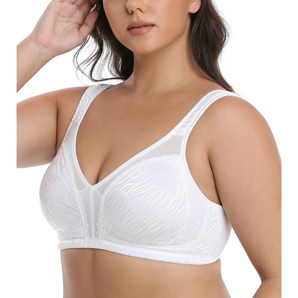 Exclare Women's Minimizer Bras Comfort Non Padded Full Figure Large Busts Wirefree Plus Size Bra