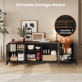 thumbnail image 4 of CHIC HOUSE 70" Sideboard Media Cabinet with Storage, Fluted Wood Buffet Cabinet, Media Console TV Stand Wood Credenza for Living Room, Black, 4 of 9
