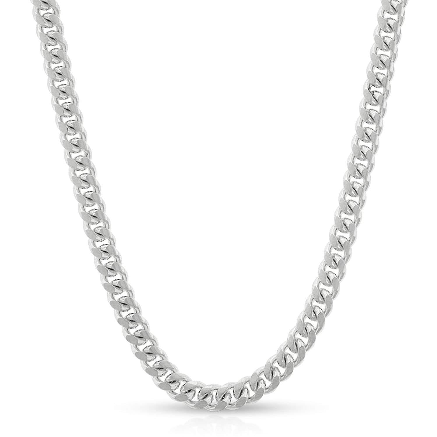 925 Sterling Silver Solid Miami Cuban Curb Link Chain Necklace Rhodium Plated 