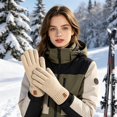 thumbnail image 3 of Ageoie Winter Gloves for Women Touch Screen Elastic Thermal Knit Lining Warm Gloves for Cold Weather Skiing Outdoor, 1 Pack, Beige, 3 of 5
