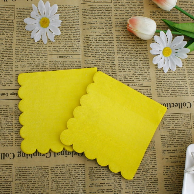 Granjero Gordo 50 servilletas plegables de doble capa de 4,92 x 4,92 pulgadas, servilletas desechables, adecuadas para cenas, fiestas y recepciones conmemorativas (amarillo)