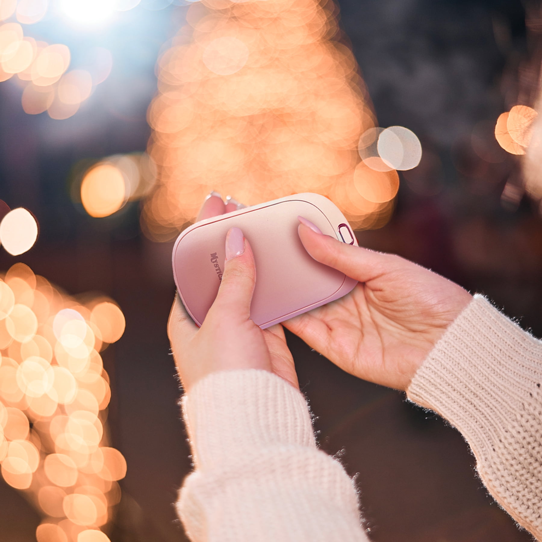 Hand Warmer Rechargeable USB C 5200mAh Portable Electric Charging Heater (PINK) By Mystical Fire Great Gift For Men & Women - Keep Your Hands Warm In The Outdoors While Camping Skiing Or Hunting