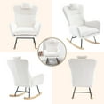 thumbnail image 5 of PAPROOS Modern Teddy Fabric Rocking Chair, Accent Rocker Chair with High Backrest for Nursery, Accent Glider Rocker for Living Room Bedroom Playroom, White, 5 of 7