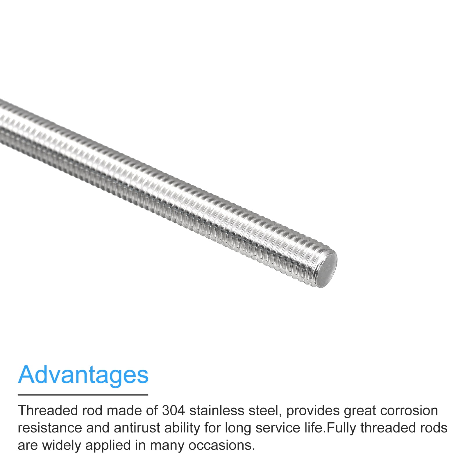 Fully Threaded Rod M8 x 180mm 1.25mm Thread Pitch 304 Stainless Steel Right Hand Threaded Rods Bar Studs 6 Pack