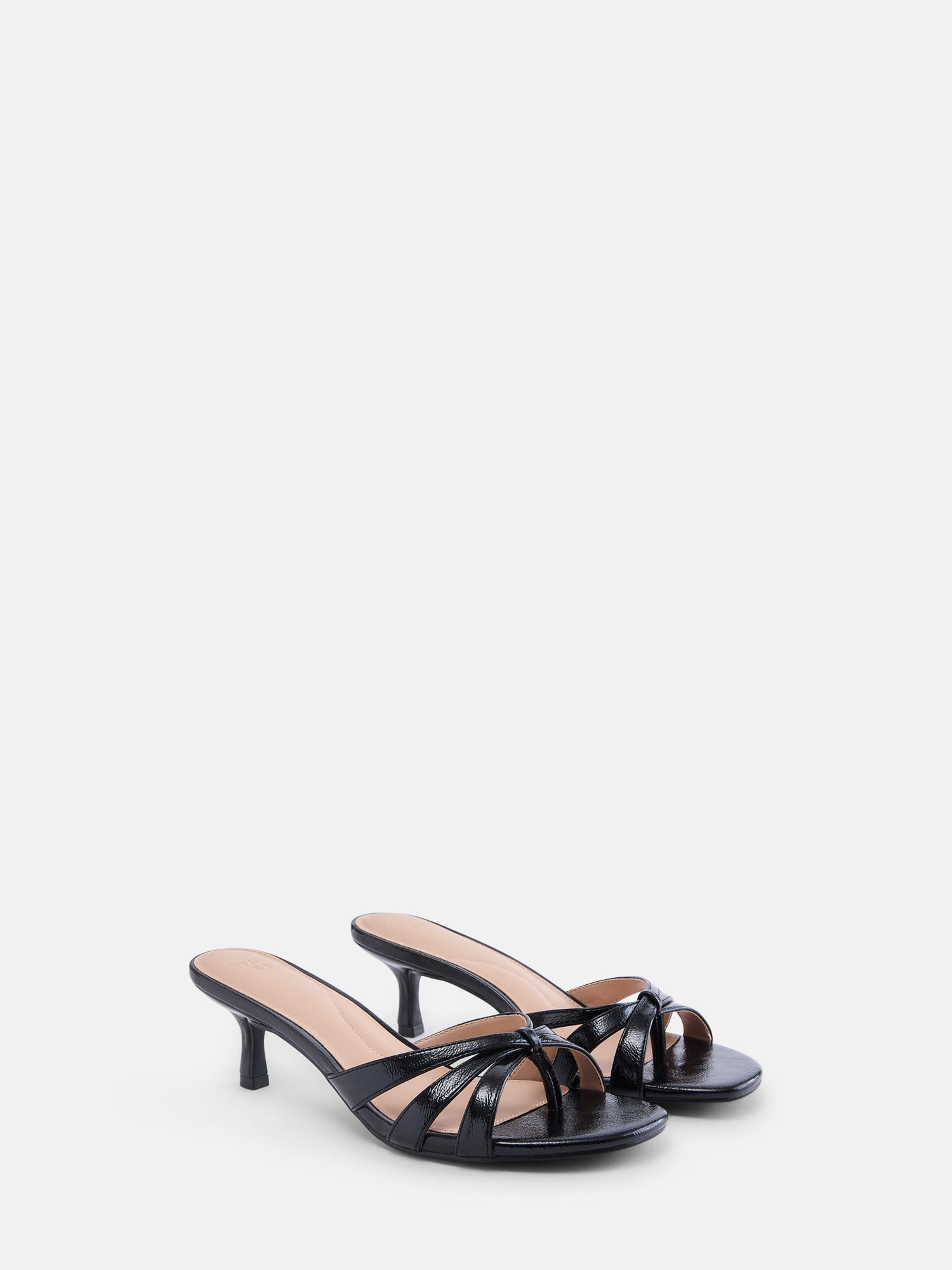 Time and Tru Women's Faux Leather Kitten Heel Mule Sandals