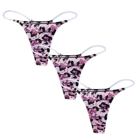

CLZOUD Plus Size Underwear for Women Pink Brushed Shredded Milk 180G 3PC Women s Printed Breathable Underwear Thong L