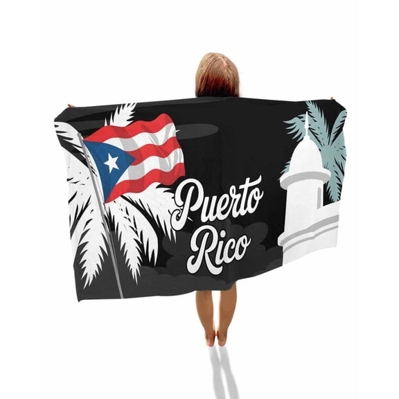 Puerto Rico Flag Beach Towels Oversized Super Absorbent, Modern Art Palm Tree American Flags Lightweight Bath Towel Quick Dry Sets For Bathroom/Pool/Rv Camping/Beach Play/Gym Room/Picnic 30"x60"