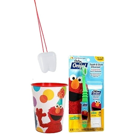 - Sesame Street's Elmo 3pc. Bright Smile Oral Hygiene Set! (1) Soft Manual Toothbrush, Toddler Training Toothpaste & Mouthwash Rinse Cup! Plus Bonus