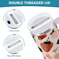 thumbnail image 5 of 30 oz Insulated Stainless Steel Tumbler Double Wall Stainless Steel Tumbler with 2-Way Drinking Cute Pinks Strawberries, 5 of 9