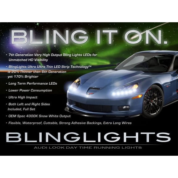For Chevrolet Corvette C4 C5 C6 LED DRL Light Strips for Headlamps Headlights Head Lamps Strip Lights