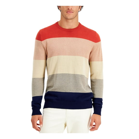 CLUBROOM Mens Coral Color Block Crew Neck Pullover Sweater XXL