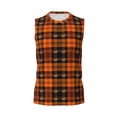 thumbnail image 6 of Lsque Halloween Tartan Plaid Print Men's Cotton Blend Sleeveless Muscle Shirts (S-3XL)- Moisture Wicking, Odor Protection, UPF 30+,X-Large, 6 of 8