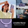 thumbnail image 3 of for iPhone 12 Pro Max Case with Magnetic Invisible Ring Stand [Compatible with Magsafe] [Military Grade Drop Protection] Shockproof Translucent Matte Slim Phone Case for Women Men, Purple, 3 of 7