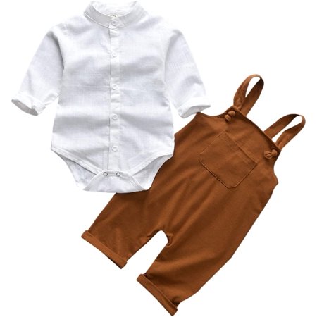 

Baby Boys Clothes for Gentleman Outfits.Toddler Overalls Baby Suspender Pants and Bodysuit Romper