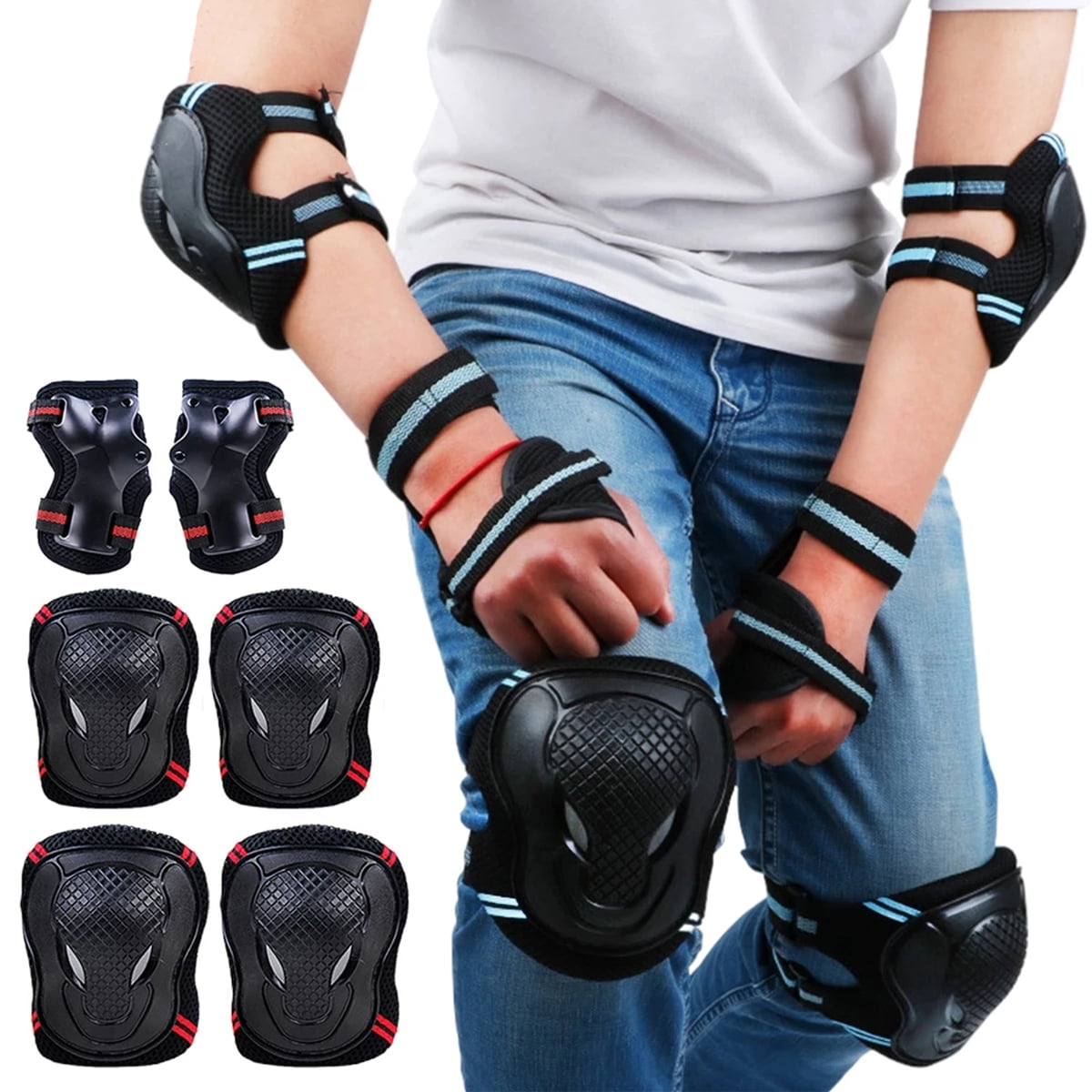 QingYAdult Kids Roller Skating Protector Elbow Knee Pads Wrist