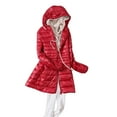 thumbnail image 1 of WEAIXIMIUNG Womens Down Jacket Women's Solid Color Mid Length Hooded Down Jacket with Drawstring Slim Fit Portable Outerwear, 1 of 4