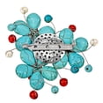 thumbnail image 2 of Stunning Bright Floral Bouquet Mixed Stone and Freshwater Pearl Brooch or Pin, 2 of 4