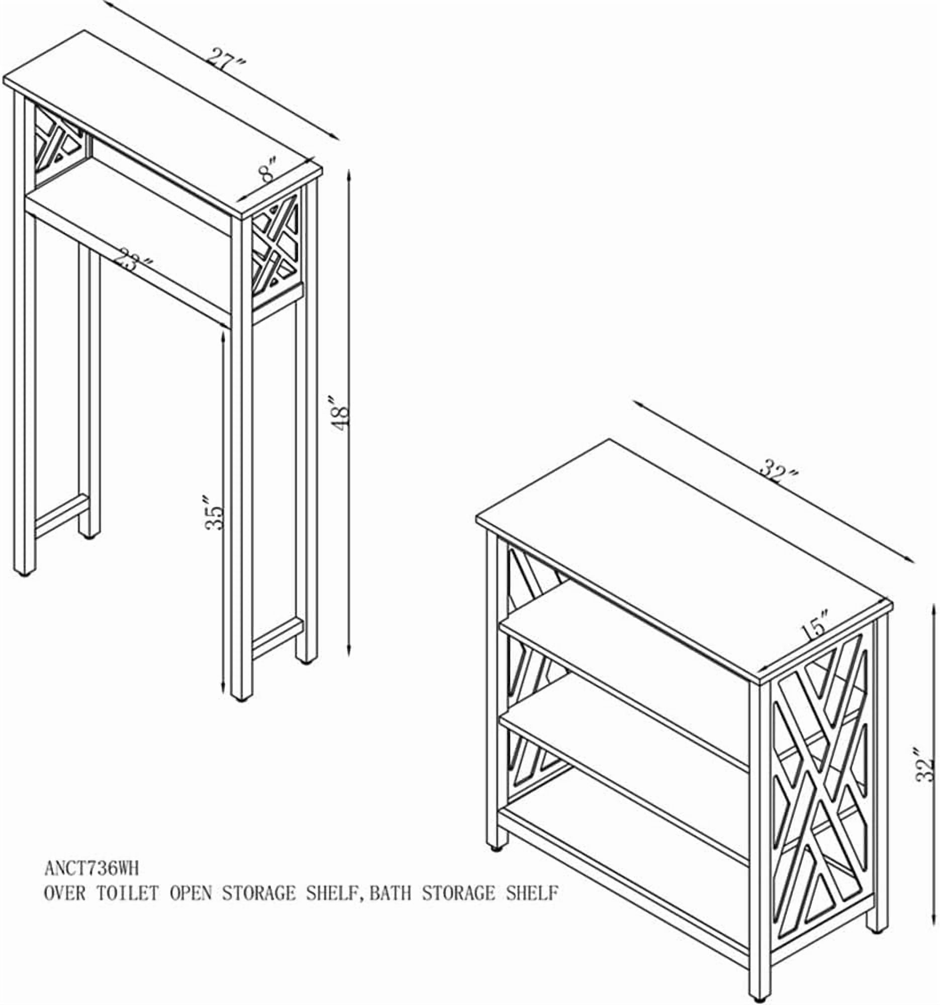 Alaterre Furniture 32x32 Adjustable Shelf Organizer and 27x48 Over The Toilet Storage Rack (White)