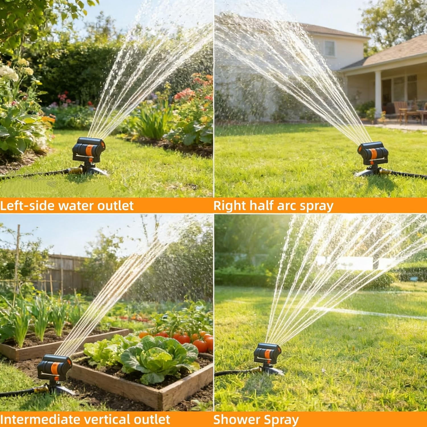 Upgraded Oscillating Sprinkler with 16 Nozzles, Adjustable Wide Area Coverage Lawn Sprinkler, Heavy-Duty Base & Built-in Filter, Series Connection