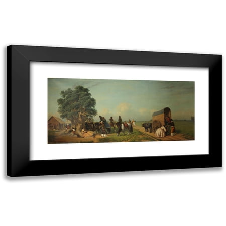 Prilidiano Pueyrredòn 14x8 Black Modern Framed Museum Art Print Titled - A High in the Field (1861)