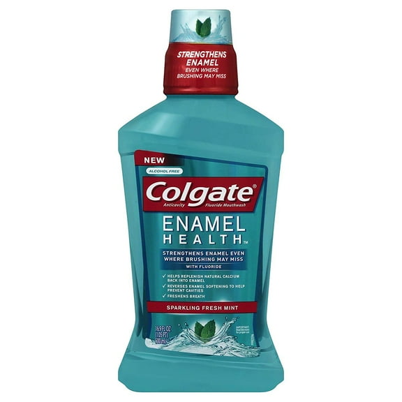 Colgate Enamel Health Sparkling Fresh Mint Anticavity Fluoride Mouthwash, 500 Milliliters - 6 Pack