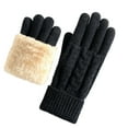 thumbnail image 2 of SYMOID Womens Black Acrylic Knit Gloves - Winter Fleece Lined, Touchscreen Compatible, Ribbed Cuff, One Size Fits Most Warm Gloves for Cold Weather,Size Free Size, 2 of 3