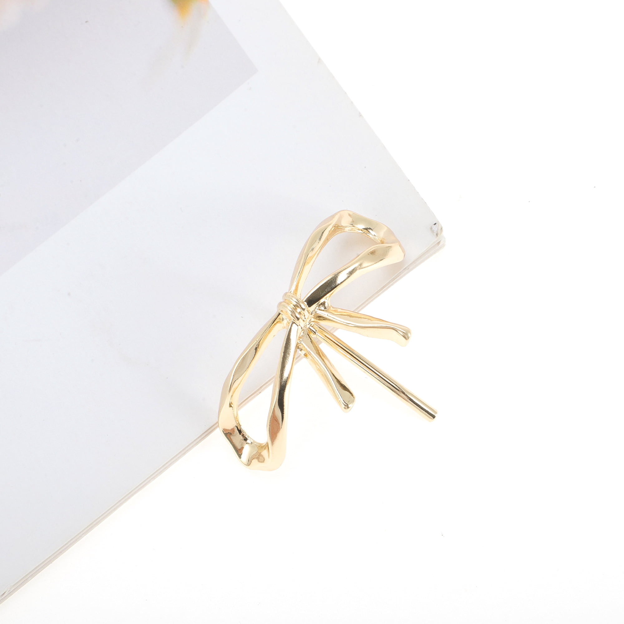 Unique Bargains Hollow Bow Ponytail Buckle Hair Clip for Women 1 Pc Gold Tone