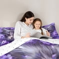 thumbnail image 5 of Manfei Kawaii Cat Teens Full Size Comforter Sets, Purple Blossoms Flower Bedding Comforter Set, Dreamy Animal Reversible Bedding Sets, Lightweight Room Decor, 3-Piece, 5 of 8