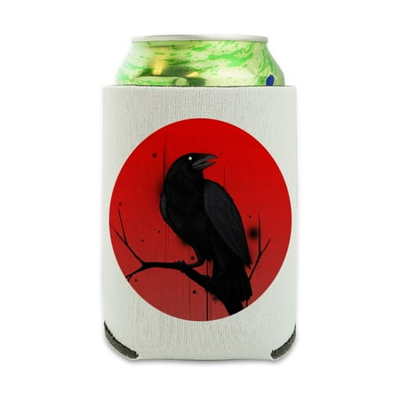 

Crow on Branch Can Cooler - Drink Sleeve Hugger Collapsible Insulator - Beverage Insulated Holder