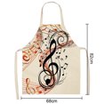 thumbnail image 2 of Delantal de lino con estampado de notas musicales, baberos de cocina impermeables, delantal a prueba de aceite, 82x68cm, 2 of 9