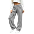 thumbnail image 2 of BRELIL Women's Wide Leg High Waisted Ribbed Casual Lounge Pants Long Pajama Pants Fall Winter Fashion Outfits Loose Baggy Trousers for Party, Gray S, 2 of 9