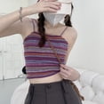 thumbnail image 4 of Camiseta sin mangas de punto para mujer, camiseta sin mangas con tirantes finos a rayas de Color, camiseta elegante a rayas para verano, 4 of 8