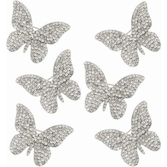 6PCS Butterfly Brooch Alloy Rhinestone Butterfly Pin Metal Animal Brooch Pin Butterfly Brooch Birthstone Brooch Pin DIY for Mother's Day Birthday Valentine's Day Gift
