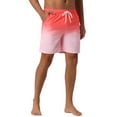 thumbnail image 5 of INSPIRE CHIC Men's Gradient Color Drawstring Elastic Waist Lining Summer Swimming Trunks 28 Pink, 5 of 6