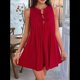 thumbnail image 4 of Vestido Mini de Verano para Mujer, Sin Mangas, Plisado, Informal, Holgado, Estilo Babydoll, Color Rojo, Talla XL, 4 of 10