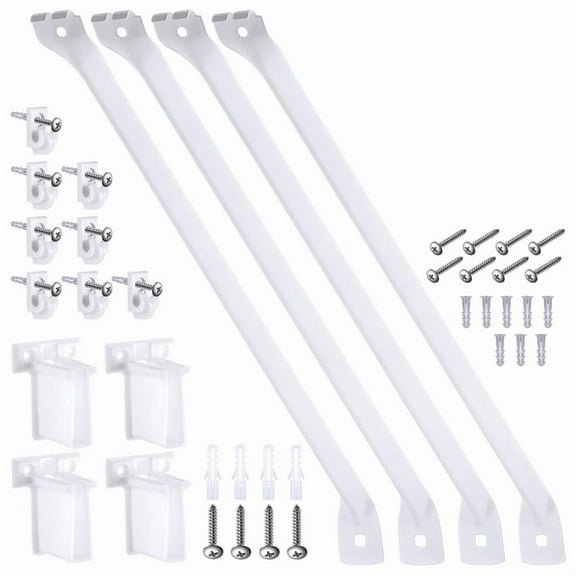 16 Pcs 12 Inch Wire Shelf Support Brackets Kit 4 Closet Support Brace 8 Down Wall Clips and 4 Wire Shelf End Brackets